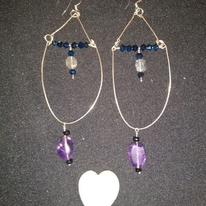 Amethyst, black onyx, labradorite earrings